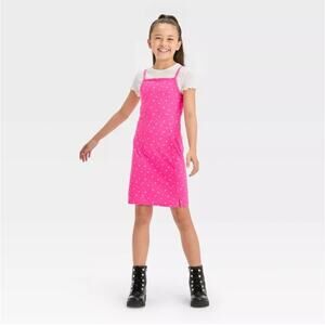 NWT Girls' XL (14) Short Sleeve Pink 2 for 1 Dress- art class
